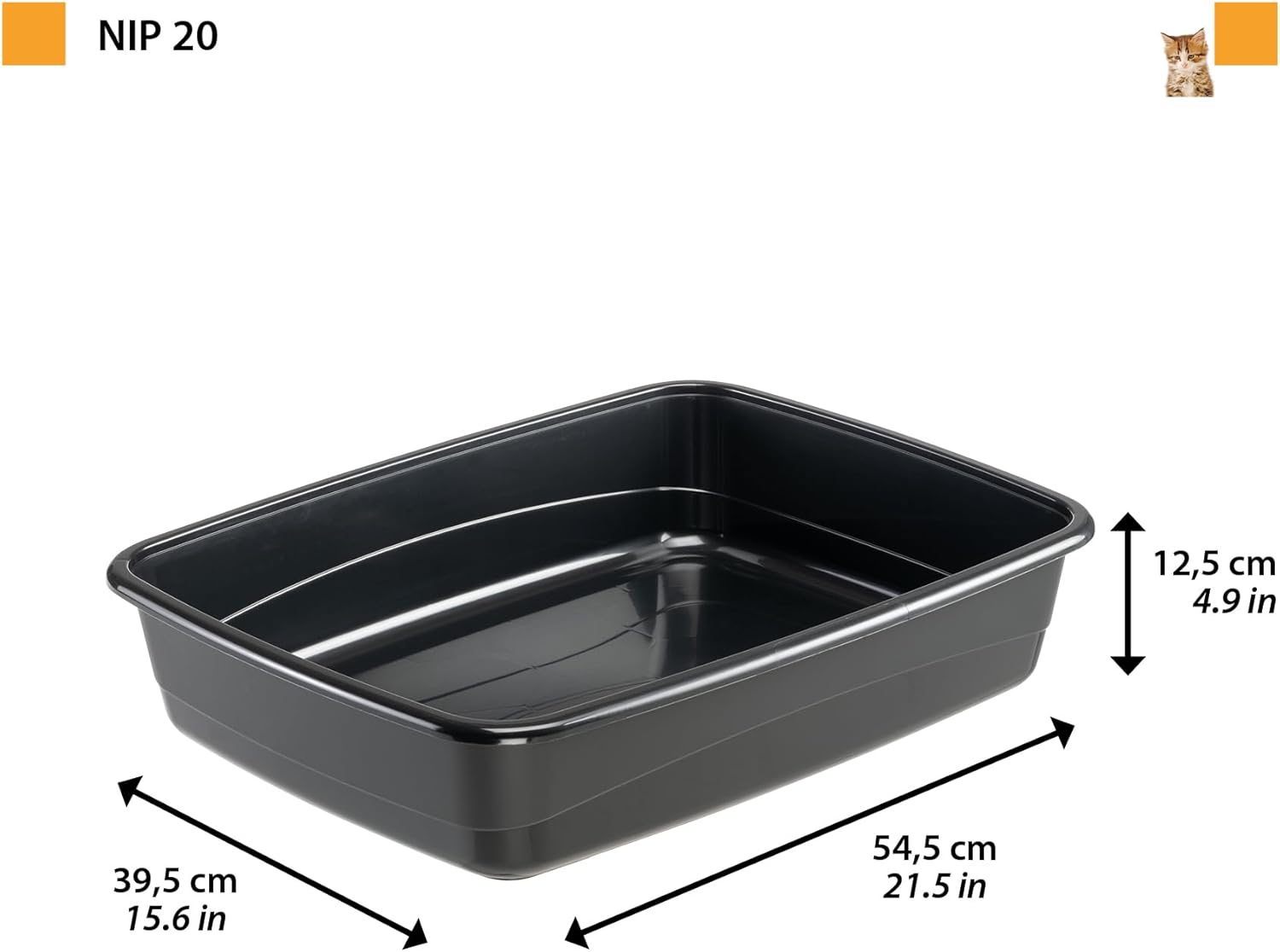 Ferplast Lettiera Gatto, Toilette per Gatti Aperta, con Bordi Alti, 54,5 x 39,5 x h 12,5 cm, NIP 20 Lettiera Animali Domestici, Vari Colori