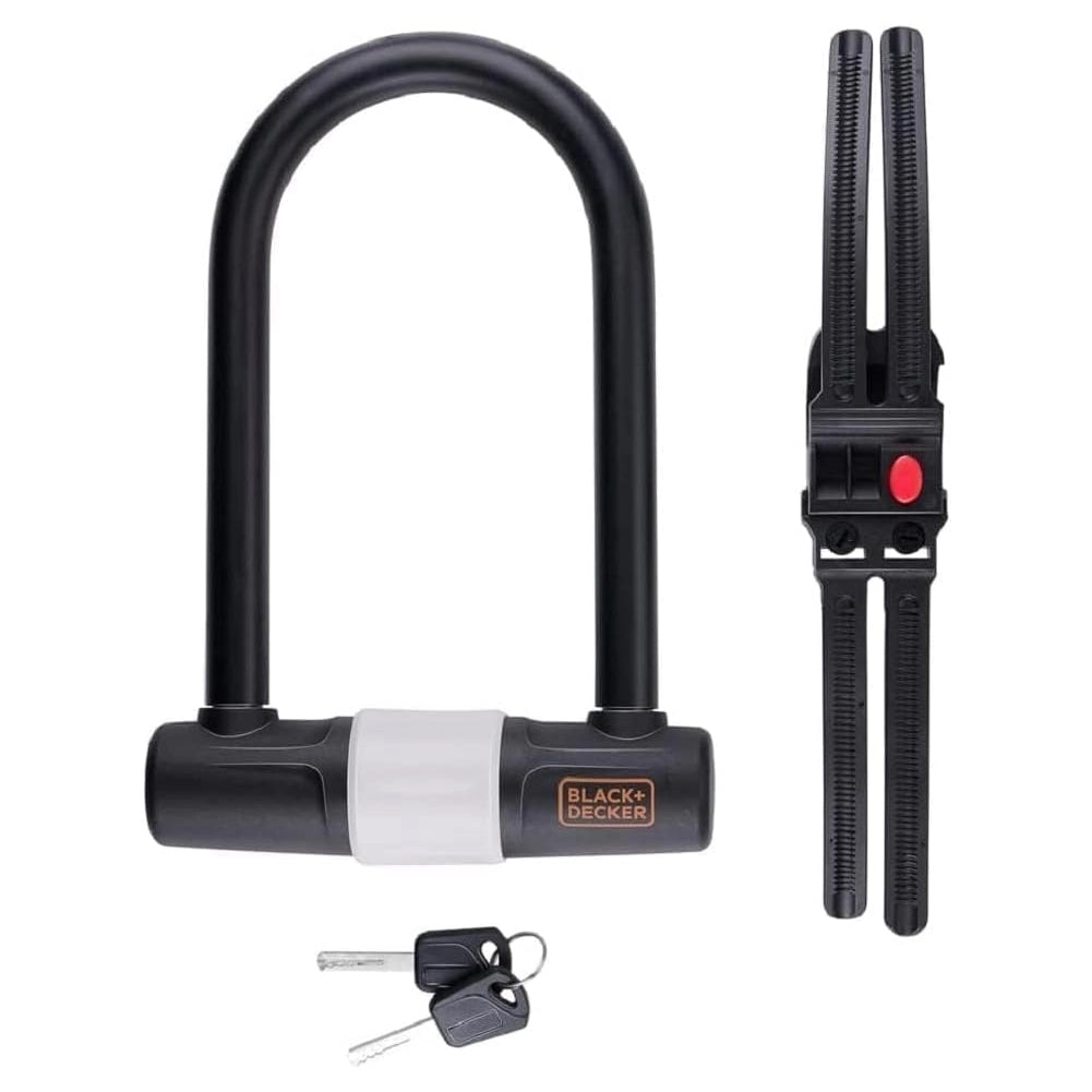 BLACK+DECKER Lucchetto a Leva Forma U per Bicicletta Scooter Moto con 3 Chiavi