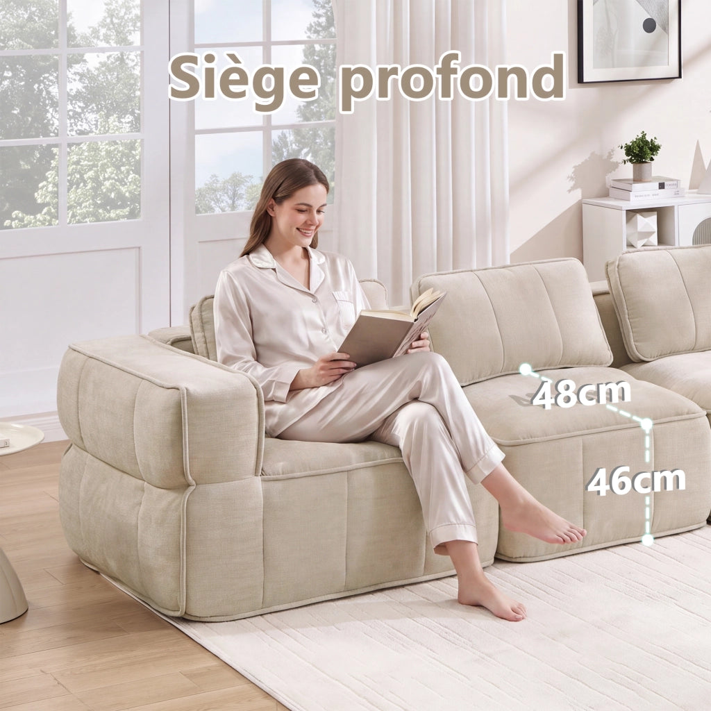 Divano modulare senza struttura 344 x 93 x 67 cm in poliestere beige