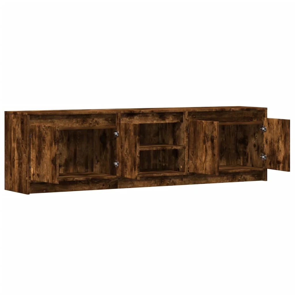 Mobile TV multimediale mensola TV credenza mobile TV per sala da pranzo soggiorno camera da letto con illuminazione a LED rovere affumicato 180 x 34 x 50 cm legno ingegnerizzato marrone 02_0026479
