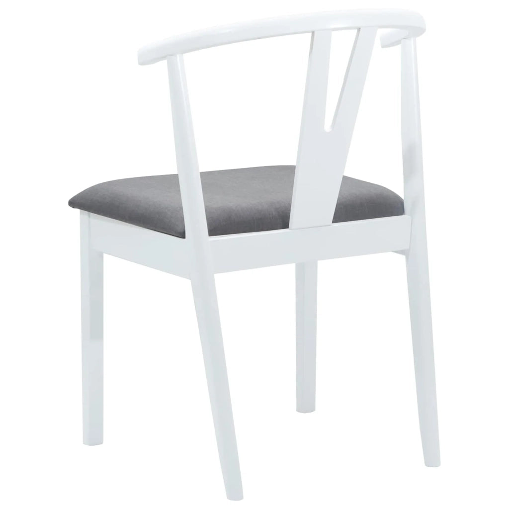 Sedia da pranzo 2 pcs Bianco e Grigio Legno di gomma solido