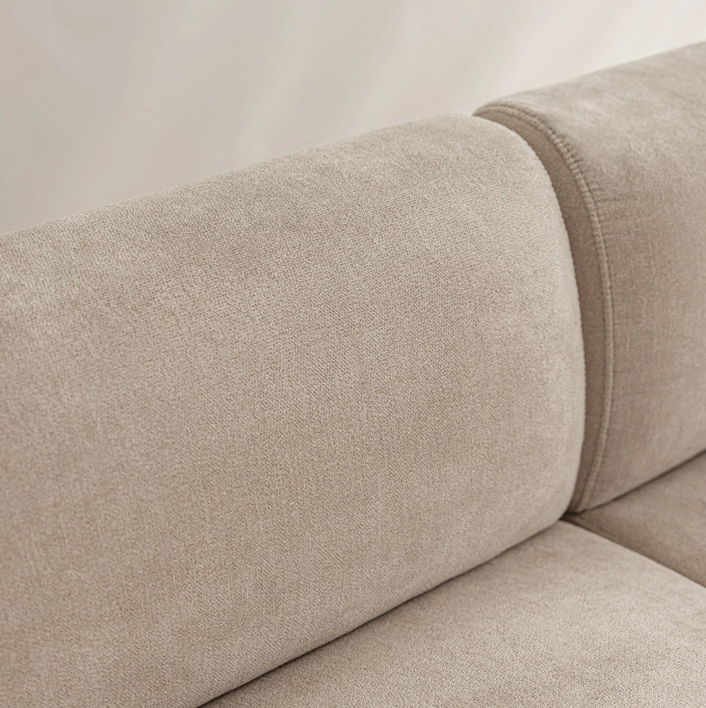 Divano a 3 posti in chenille beige; 211 cm