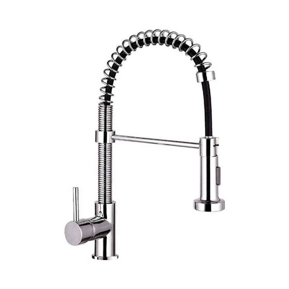 Rubinetto Cucina Miscelatore Monocomando Doccetta Estraibile a Molle in Ottone Anaconda Cromato