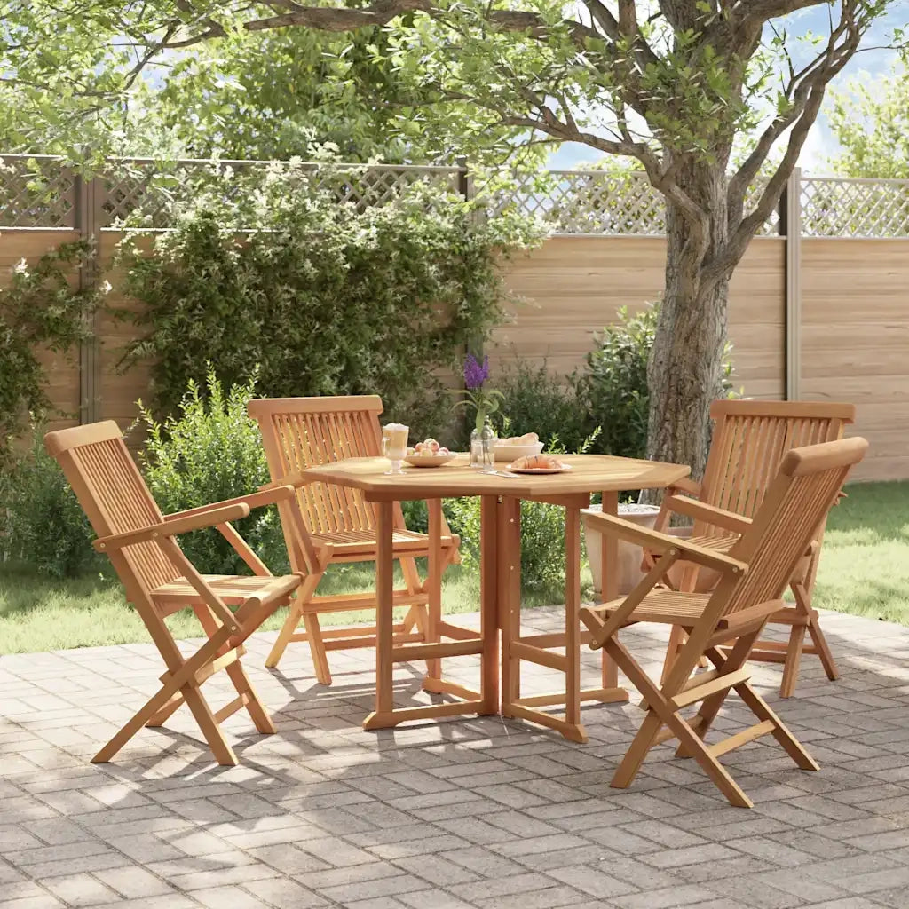 Set da Pranzo Pieghevole per Esterni 5pz Legno Massello di Teak cod mxl 44406