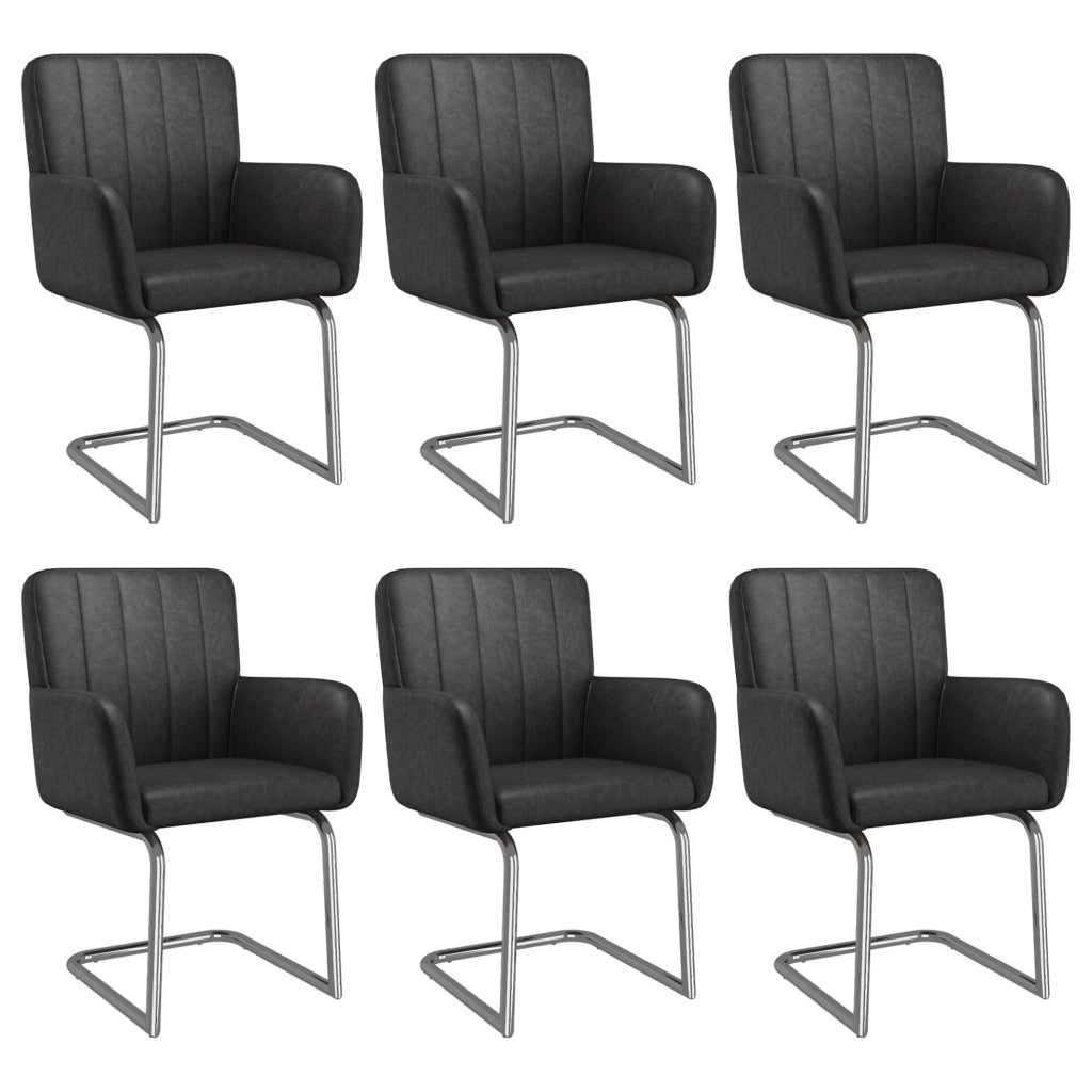Set di 6 sedie da pranzo ergonomiche in similpelle e metallo nere