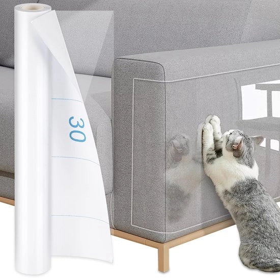 Protezione Antiscivolo Transparente Autoadesiva per Gatti - 43cm x 5m Protezione Antiscivolo per Mobili, Divano, Sedia, Porta e Muro - Protezione Antiscivolo Flessibile e Lunga per Mobili con Protezione Antiscivolo Autoadesiva