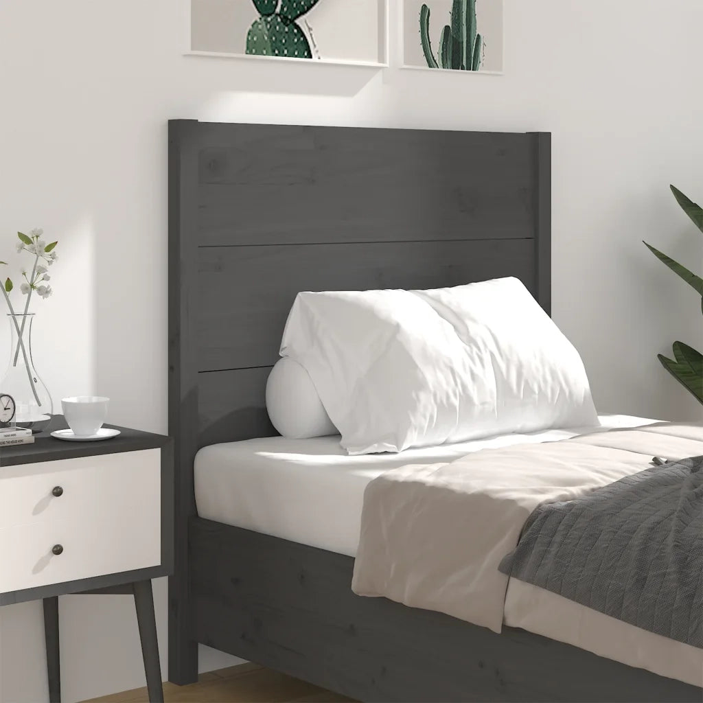 Testiera per Letto Grigia 96x4x100 cm in Legno Massello di Pino 818702
