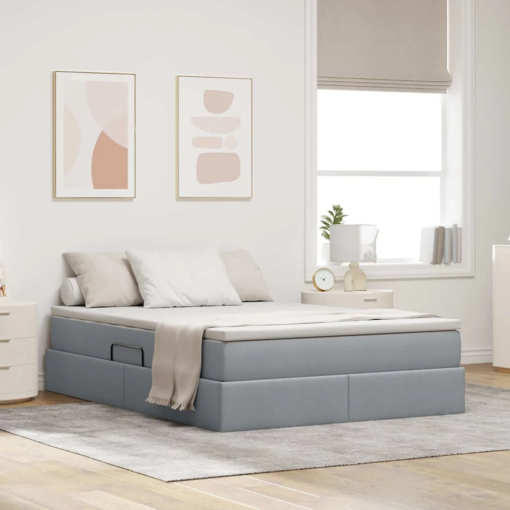 Letto con contenitore e materasso Grigio chiaro 140 x 200 cm 3370230