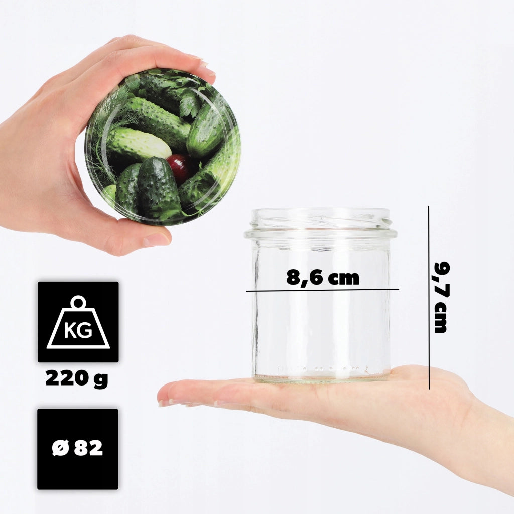 KADAX Avila barattoli di vetro 350ml 10pz 82mm + coperchi "Cetrioli"