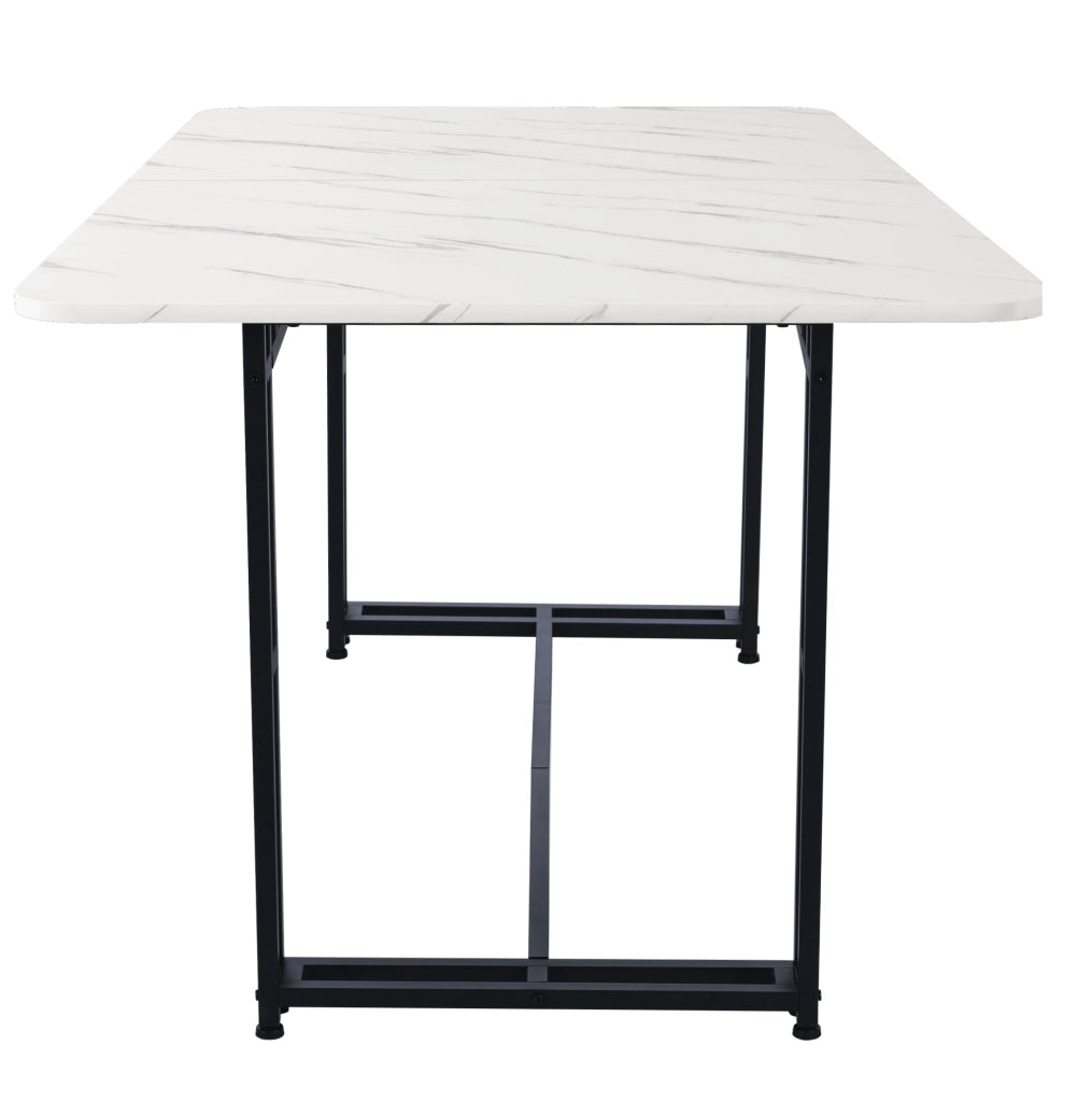 Tavolo da pranzo moderno con gambe in metallo MDF bianco e nero