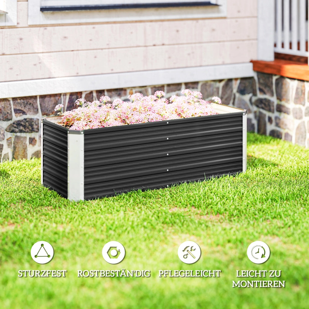 Vaso da giardino in acciaio per piante ¨C zephmum ¨C carbone grigio 125x47x44 cm