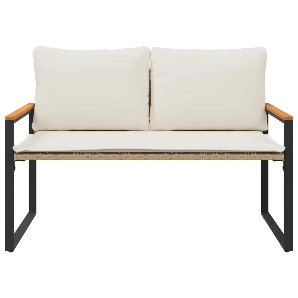 panchina Beige e Bianco Crema 115 x 65 x 72 cm Rattan