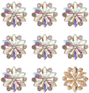 Punti Decorativi in Cristallo 20 mm - 8 Pezzi - Fiorali - Cristallo Translucido - Lega - Decorazioni per Decorazioni DIY - Decorazioni Decorative