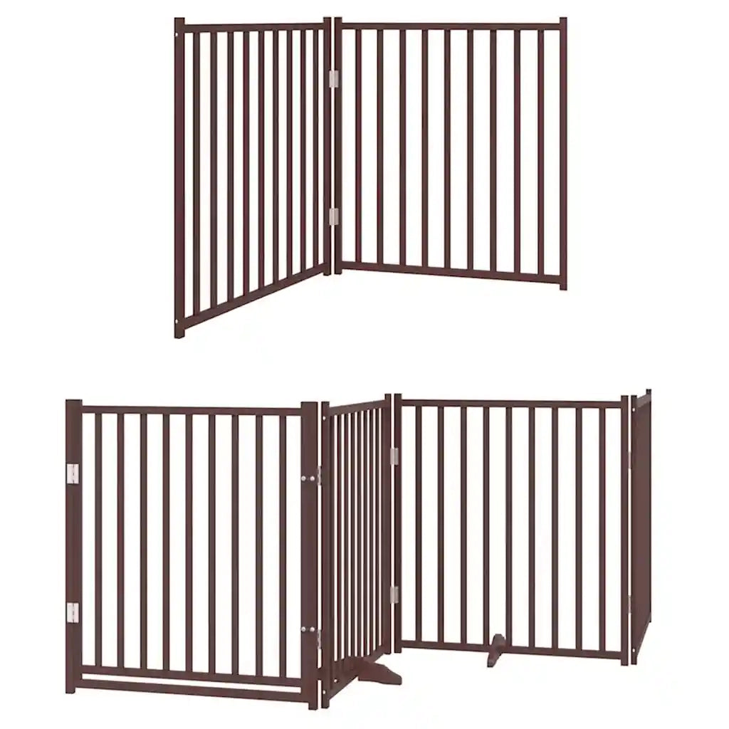 Cancello Cani Porta Pieghevole Marrone 10 Pannelli 800cm Pioppo 3155751