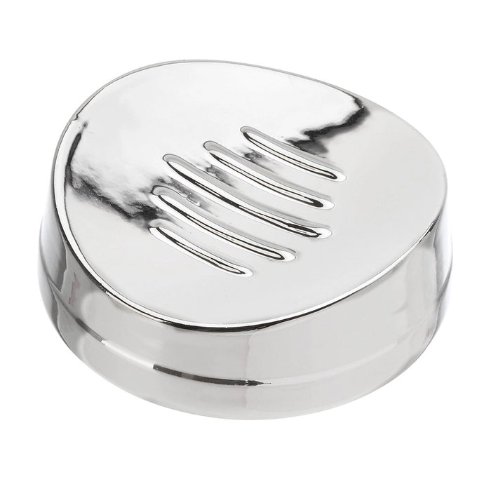 Portasapone In Ceramica Effetto Cromato Da Appoggio Krom