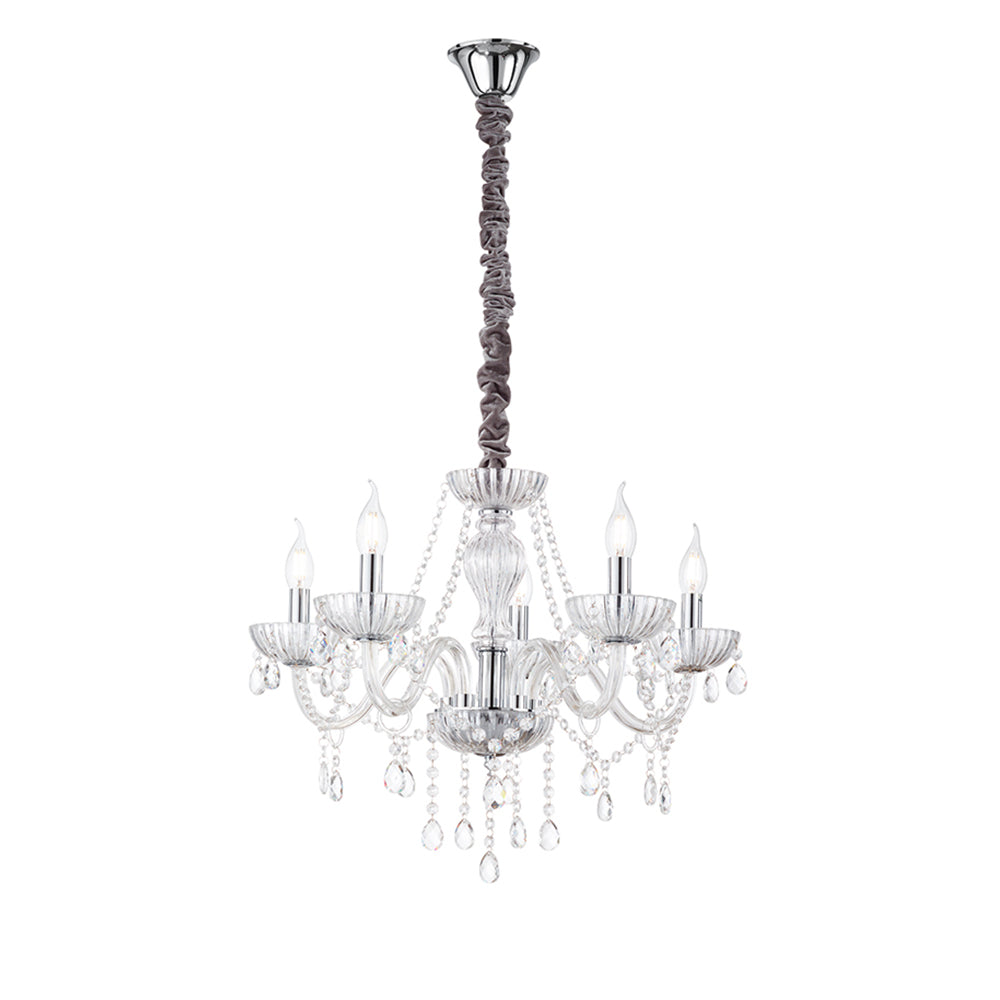 Lampadario Classico Venezia Vetro Trasparente 5 Luci E14