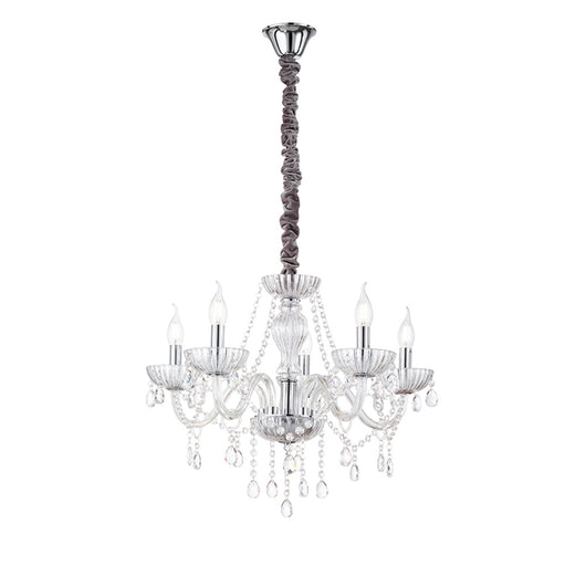 Lampadario Classico Venezia Vetro Trasparente 5 Luci E14