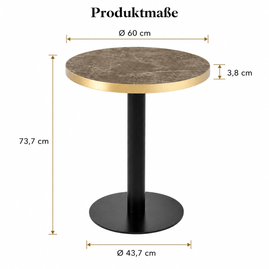 Tavolo rotondo 60x73;7 cm grigio MDF e metallo con base stabile