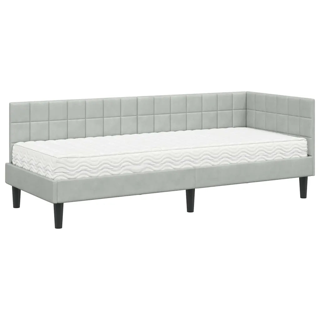 Letto singolo | Letto per adulti | Struttura Letto Angolare con Materasso 2 pcs Grigio chiaro