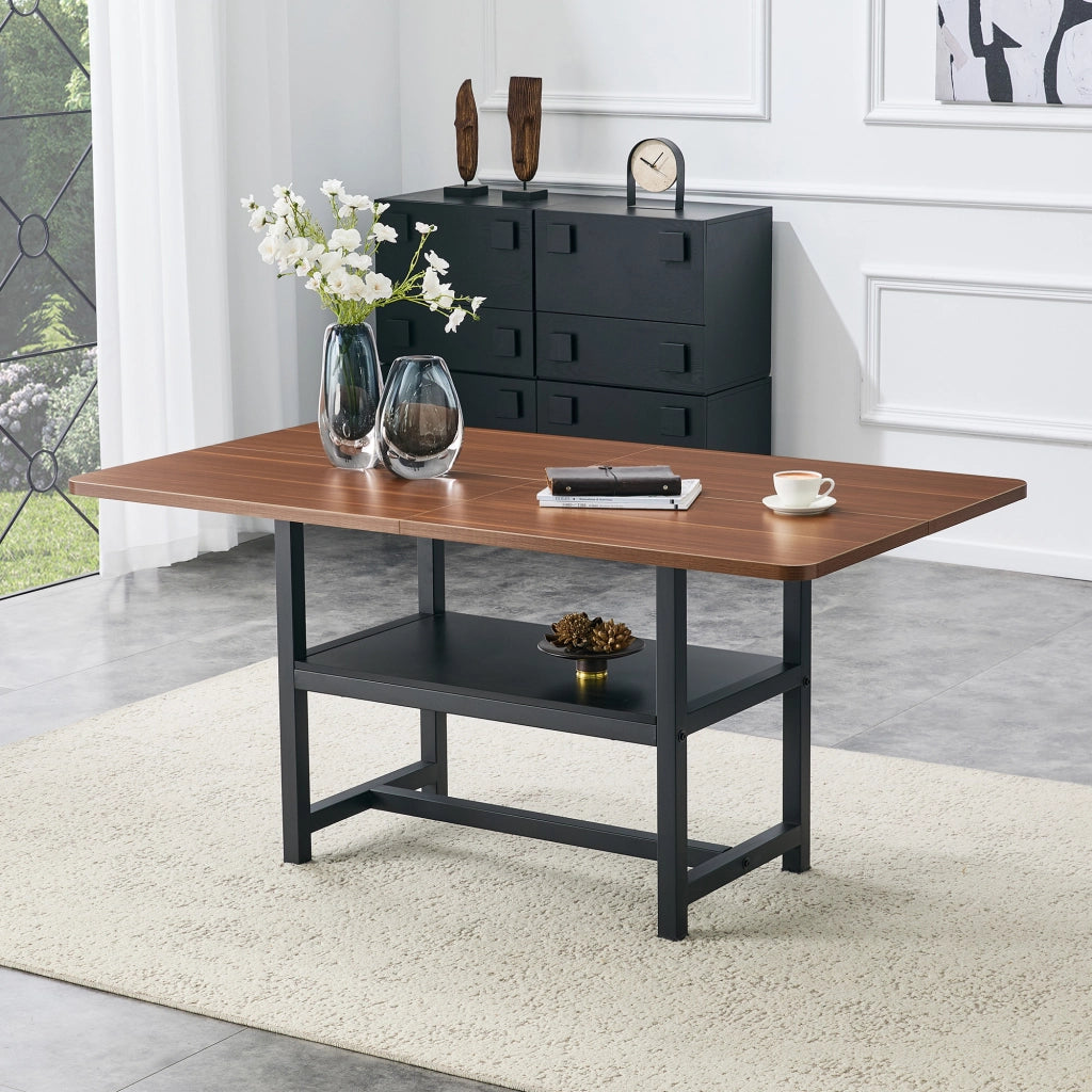 Tavolo da pranzo per 4-6 persone con ripiano contenitore stile moderno per cucina e sala da pranzo 160 × 90 × 76 cm