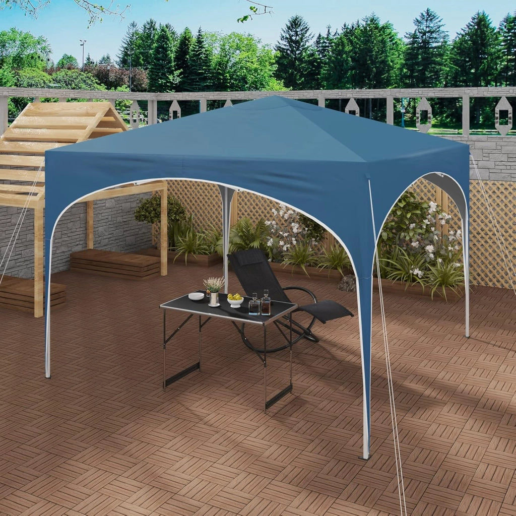 Gazebo da Giardino Richiudibile 3x3m Gazebo Esterno in Ferro Regolabile in Altezza Tendone con Soffitto Semicircolare Pieghevole Protezione Solare, Tende per eventi Facile da Montare Blu
