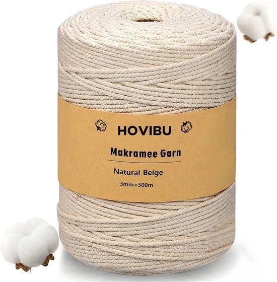 Tessuto macramé 3 mm x 300 m - per artigianato - supporti per piante - decorazioni bohemiane - tende da parete - grucce per piante