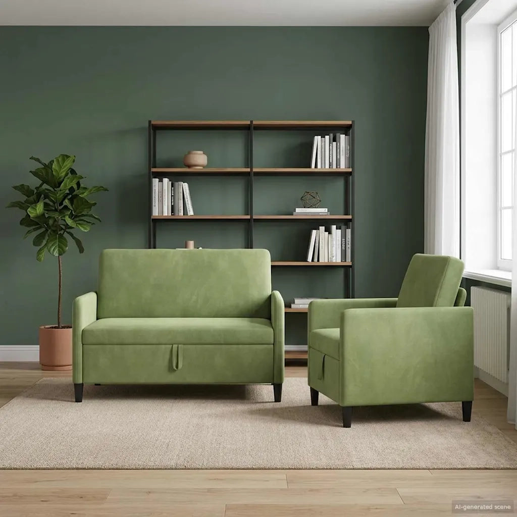 Set di Divani con Storage 2 pz Verde chiaro Poliestere 3429165