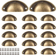 16 pezzi di coperchi di conchiglia maniglie vintage maniglie di apertura a manovella semi-circolari retro armadi cucina maniglie di apertura e pulsanti di armadi cassetti di armadio maniglie con viti - bronzo.