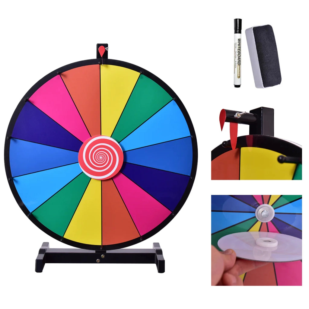 Ruota della fortuna personalizzabile da 24 pollici (60 x 60 cm) con 14 slot alla moda e facile da usare realizzata in PVC colore 20_0020473