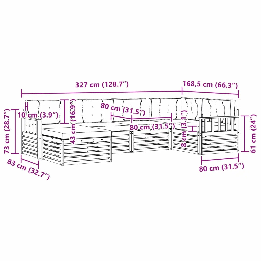 Set di divani da esterno con cuscino 6 pcs Naturale e Beige 3373733