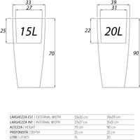 VASO QUADRO 'STILO' cm 33 x 33 x h 70 - 15 lt. ghiaccio