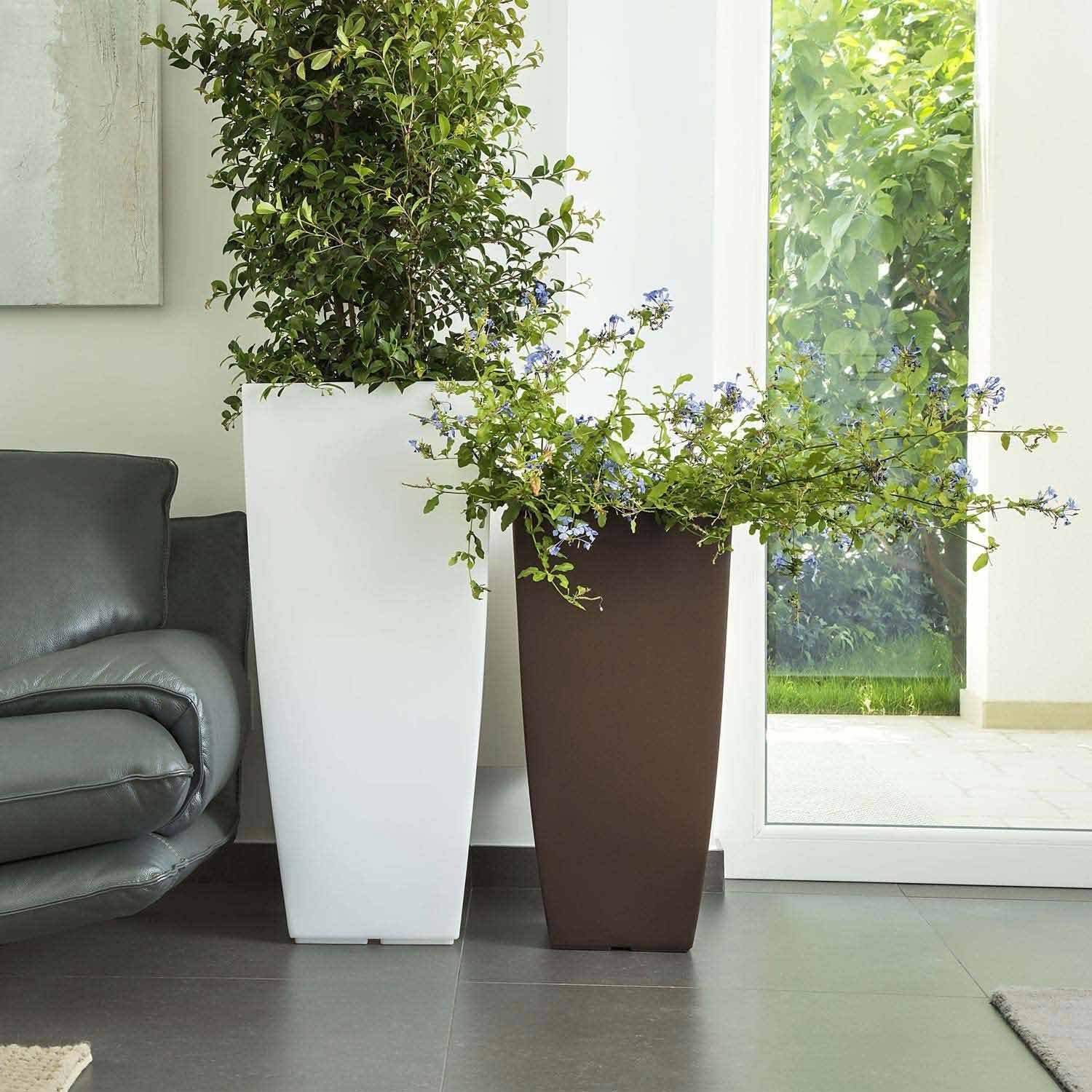 VASO QUADRO 'STILO' cm 33 x 33 x h 70 - 15 lt. avorio