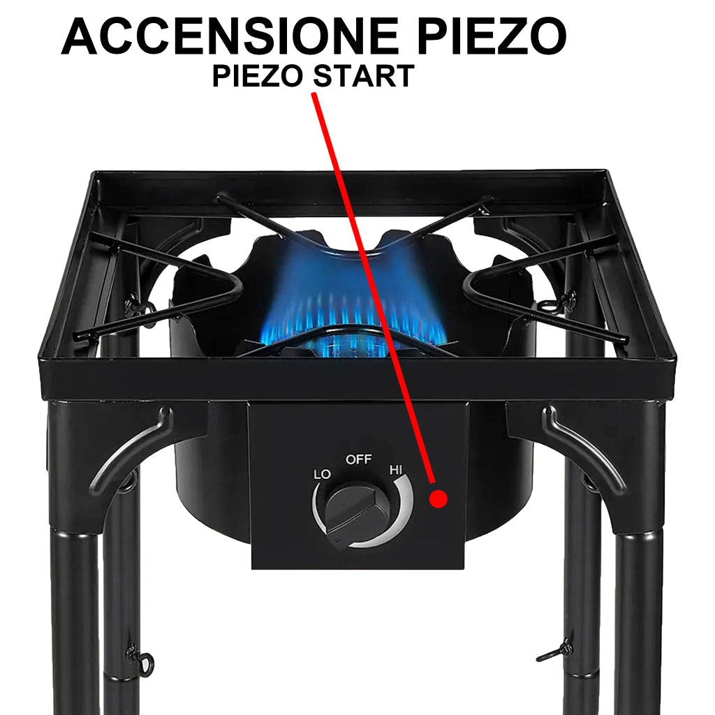 SOLEILUX Fornellone 3 IN 1 Rialzato Da Esterno Gpl Con Accensione Piezo 40x40cm H 81cm