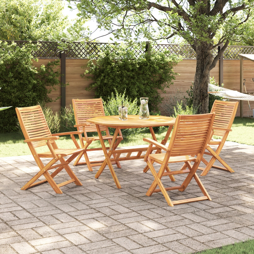 Set da pranzo da giardino in 5 pezzi in legno massello di acacia