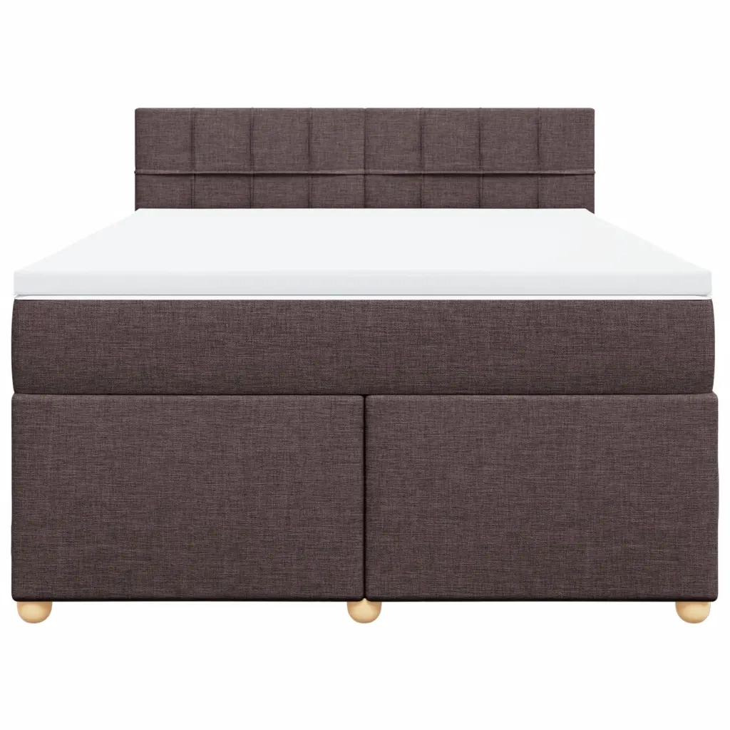 Giroletto a Molle con Materasso Marrone Scuro 140x200cm Tessuto