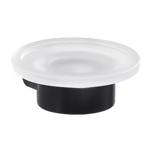 PORTASAPONE DA PARETE IN OTTONE NERO OPACO E VETRO MODELLO PIRENEI - DIM. CM (LXPXH): 10,8×11,1×4,2  - NERO OPACO  - GDY