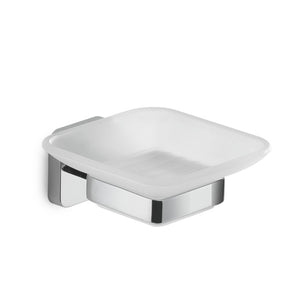 PORTA SAPONE DA PARETE IN ACCIAIO INOX E VETRO MODELLO TONGA - DIM. CM (LXPXH): 10,3X11,6X5  - CROMATO  - GDY