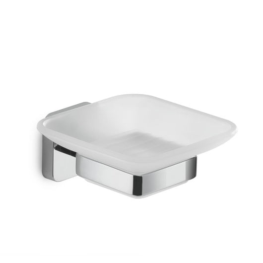 PORTA SAPONE DA PARETE IN ACCIAIO INOX E VETRO MODELLO TONGA - DIM. CM (LXPXH): 10,3X11,6X5  - CROMATO  - GDY