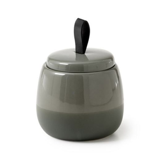 SCATOLA COSMETICI DA APPOGGIO IN CERAMICA MODELLO WILMA - DIM. CM (LXPXH: 10X10X12,3  - VERDE SALVIA  - GDY