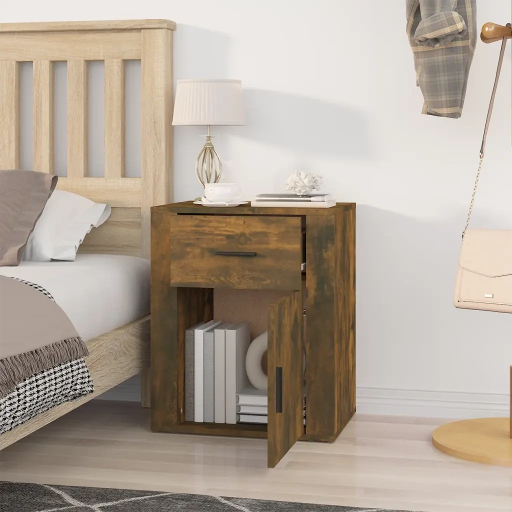 Comodino Rovere Fumo 50x36x60 cm Legno Multistrato cod mxl 30080