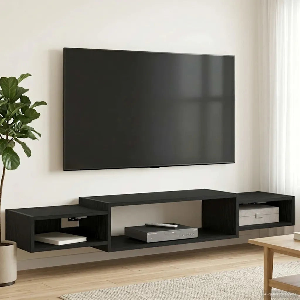 Mobile TV da Parete A parete Rovere Nero 140 x 28 x 21 cm 8005998