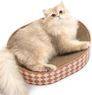 Krabbank per gatto, plancia per gatto ovale, 2-in-1 design di cartone naturale, krabbank con pavimento di polvere chiuso, pronto all'uso - nessuna assemble necessaria, colori eleganti per ogni casa