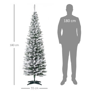 Albero di Natale artificiale sottile con 390 rami modellabili e base stabile in plastica verde e bianco Ø55 × 180 cm