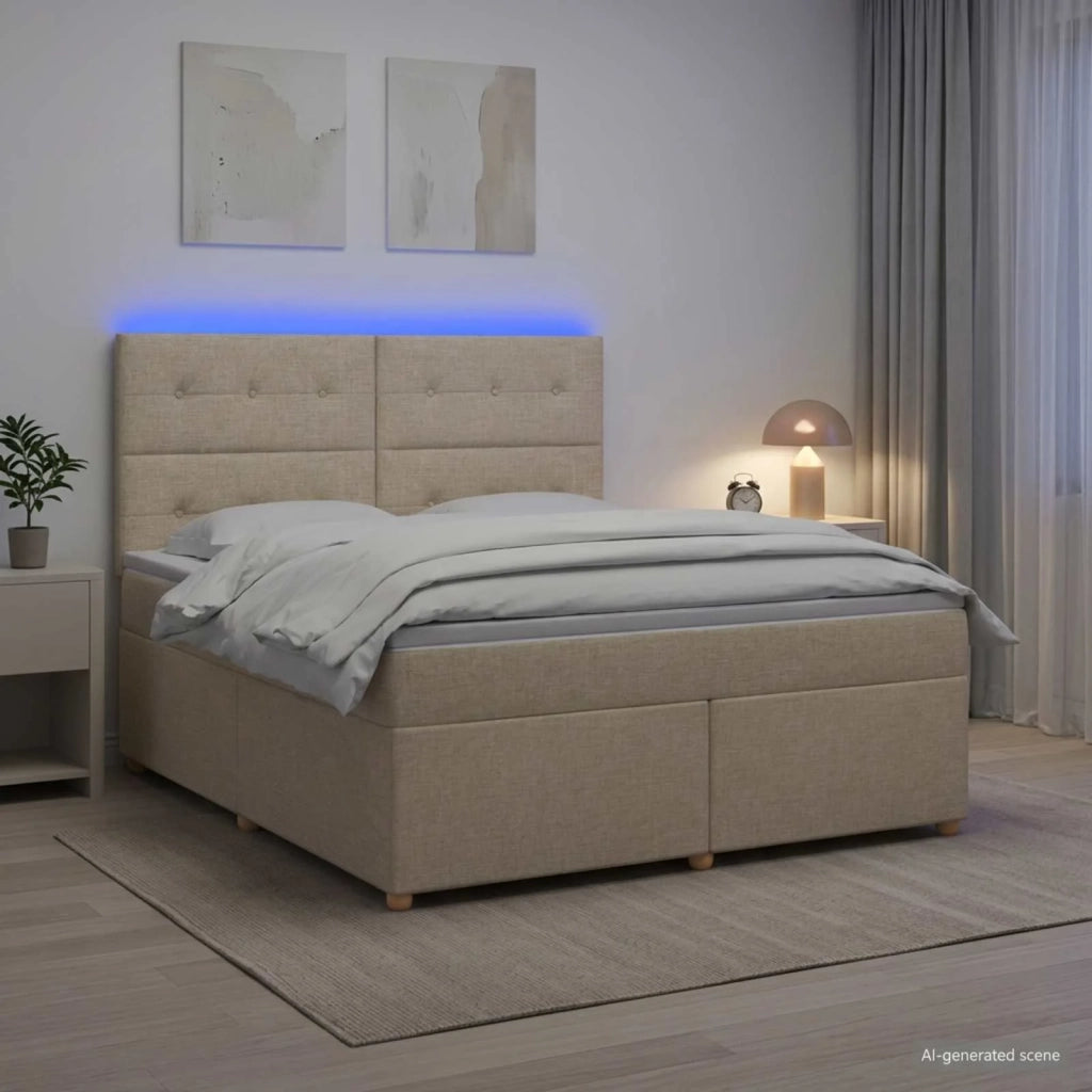 Letto box spring con materasso Crema 180 x 200 cm Tessuto 3455411