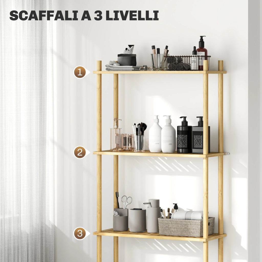 Mobile Sopra WC a 3 Ripiani in Bamb¨´ ¨C zephmum ¨C 63.5x25.5x181