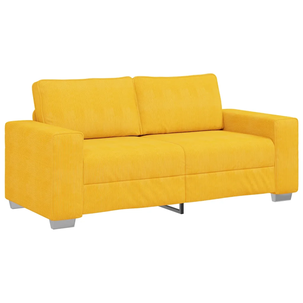Divano Divanetto Giallo Chiaro 140cm Tessuto di Velluto a Coste
