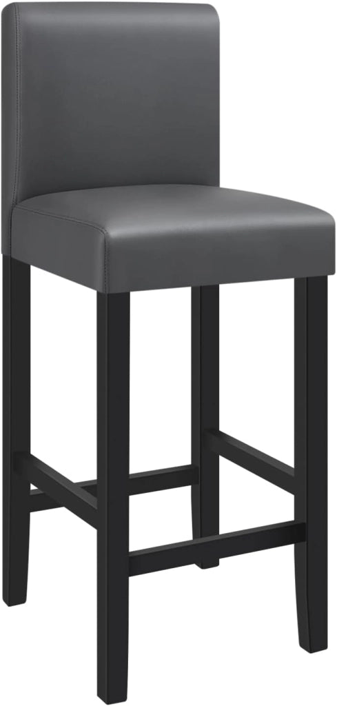 Sgabello da Bar con Schienale Poggiapiedi Sedie da Pranzo Imbottita Sedia Alta per Ristorante Cucina Legno+PVC Grigio 2 Pezzi