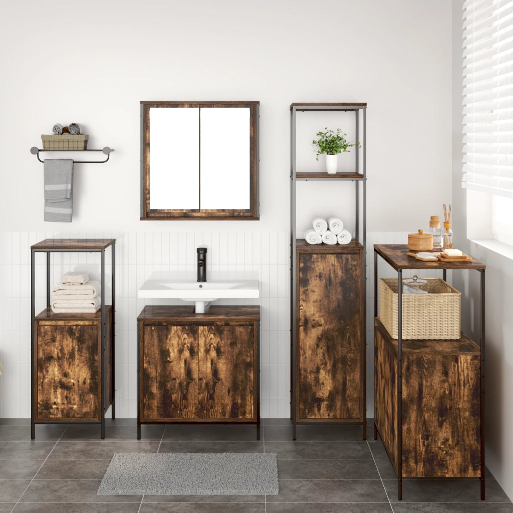 Set di mobili da bagno in rovere affumicato - 5 pezzi