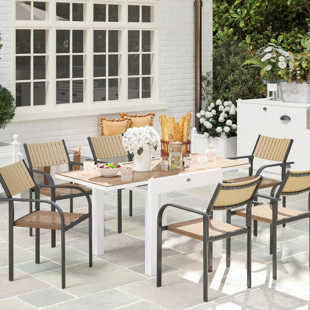 Tavolo da Pranzo da Giardino Allungabile 80-160 cm per 4-6 Posti, Bianco