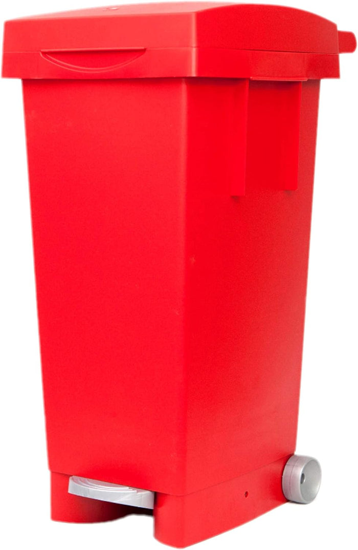 BIDONE BIGTATA CON RUOTE E PEDALE LT.80  cm.39x50x81h.  rosso    ICS